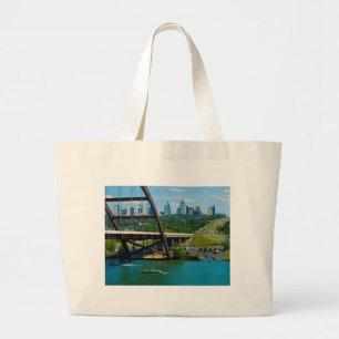 Austin, Texas vanaf 360 Bridge Grote Tote Bag
