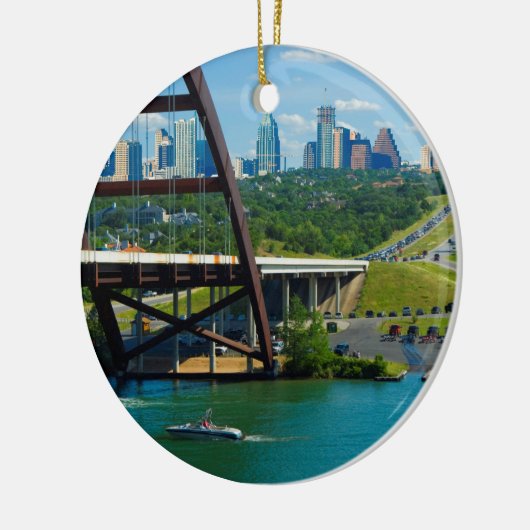 Austin, Texas vanaf 360 Bridge Keramisch Ornament (Links)