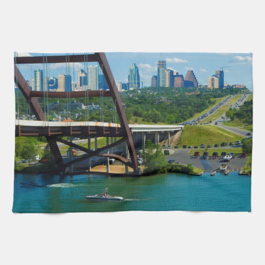 Austin, Texas vanaf 360 Bridge Theedoek (Horizontaal)