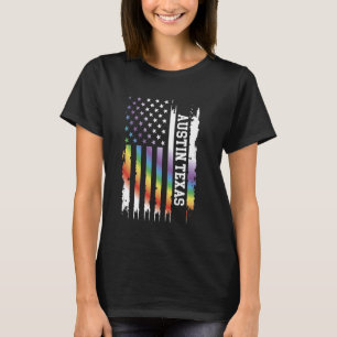 Austin Texas Verenigde Staten Distressed Rainbow W T-shirt