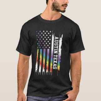 Austin Texas Verenigde Staten Distressed Rainbow W T-shirt