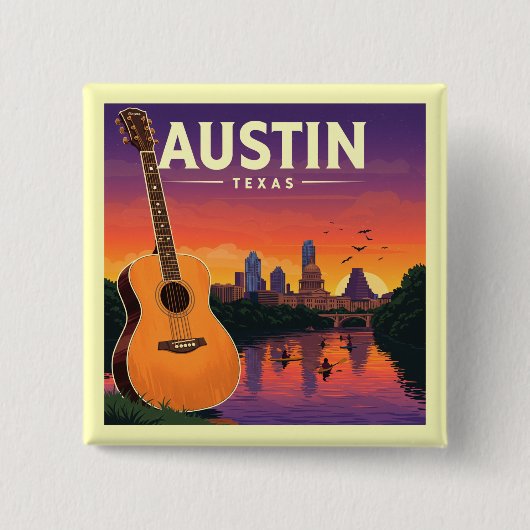  Austin Texas Vierkante Button 5,1 Cm (Voorkant)