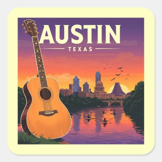  Austin Texas Vierkante Sticker (Voorkant)