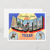 Austin, Texas Vintage Big Letters Briefkaart (Voorkant / Achterkant)