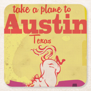Austin Texas vintage-poster Kartonnen Onderzetters
