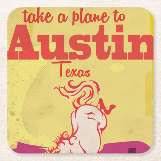 Austin Texas vintage reisposter Kartonnen Onderzetters (Voorkant)