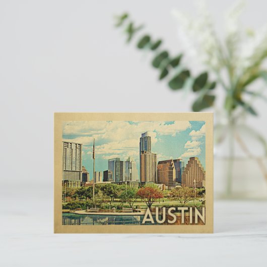 Austin Texas Vintage Travel Briefkaart (Staand voorkant)