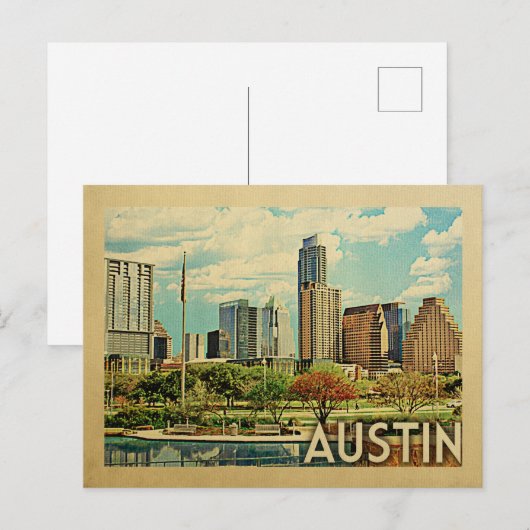 Austin Texas Vintage Travel Briefkaart (Voorkant / Achterkant)