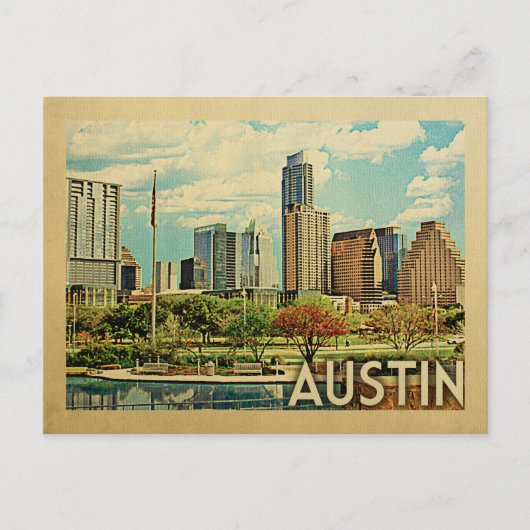 Austin Texas Vintage Travel Briefkaart (Voorkant)