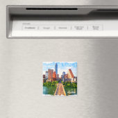 Austin Texas Vintage Travel City Waterverf Magneet (Insitu (Vaatwasser))