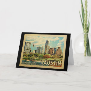 Austin Texas Vintage Travel Kaart