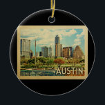 Austin Texas Vintage Travel Keramisch Ornament<br><div class="desc">Het ontwerp van Austin Texas in Vintage Travel-stijl met een uitzicht in de binnenstad.</div>