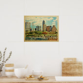 Austin Texas Vintage Travel Poster (Keuken)
