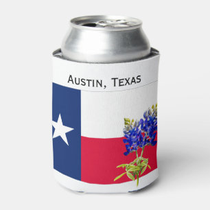 Austin, Texas, vlag en Koelbox in het centrum Blikjeskoeler