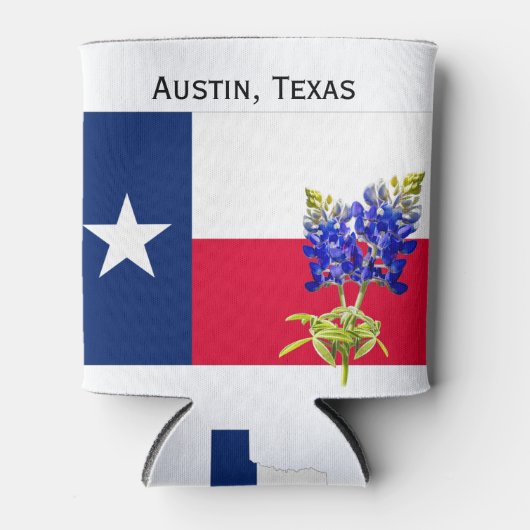 Austin, Texas, vlag en Koelbox in het centrum Blikjeskoeler (Voorkant)