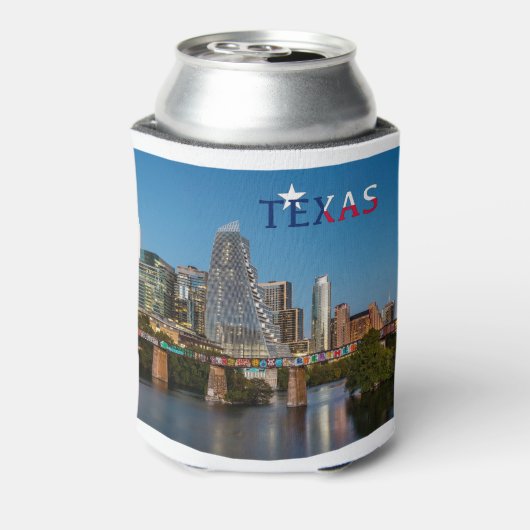 Austin, Texas, vlag en Koelbox in het centrum Blikjeskoeler (Blikje Achterkant)