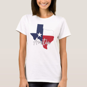 Austin, Texas Vlag Kaart Dames Wit T-shirt