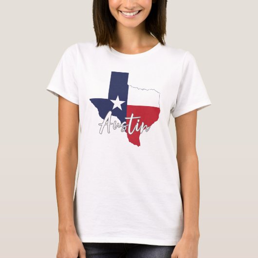 Austin, Texas Vlag Kaart Dames Wit T-shirt (Voorkant)