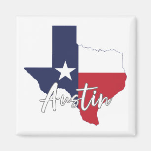 Austin, Texas Vlag Kaart Magneet