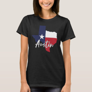 Austin, Texas Vlag Kaart Vrouwen Zwart T-shirt