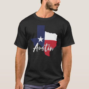 Austin, Texas Vlaggenkaart Mannen T-shirt