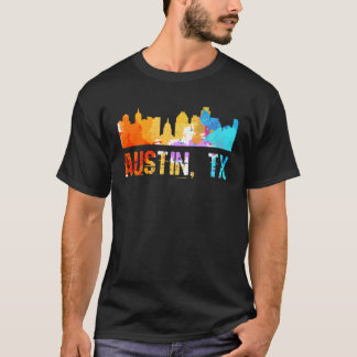 Austin Texas Waterverf Cityscapes en Skyline T-shirt