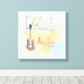 Austin, Texas | Waterverf Schets Canvas Afdruk (Insitu (Houten vloer))