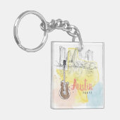 Austin, Texas | Waterverf Schets Sleutelhanger (Voorkant Links)