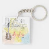 Austin, Texas | Waterverf Schets Sleutelhanger (Achterkant)