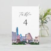 AUSTIN Texas Waterverf Skyline Table Number Kaart (Staand voorkant)
