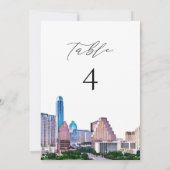 AUSTIN Texas Waterverf Skyline Table Number Kaart (Achterkant)