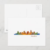 Austin Texas waterverf skyline v1 Briefkaart (Voorkant / Achterkant)