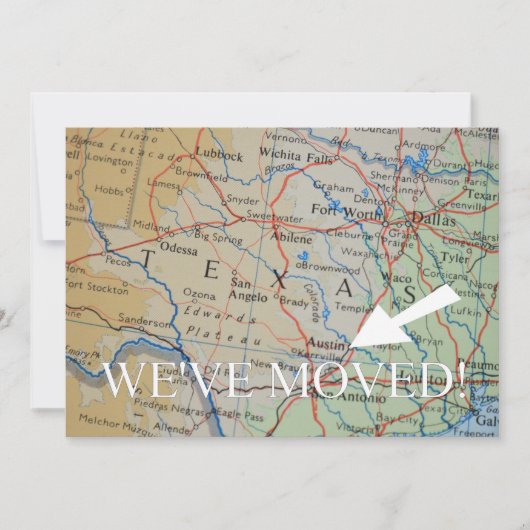 Austin, Texas We hebben nieuwe adresaankondiging v Aankondiging (Voorkant)