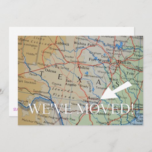 Austin, Texas We hebben nieuwe adresaankondiging v Aankondiging (Voorkant / Achterkant)