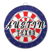 AUSTIN Texas wit, zilver, rood en marineblauw Dartbord (Voorkant)