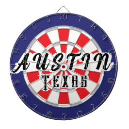AUSTIN Texas wit, zilver, rood en marineblauw Dartbord