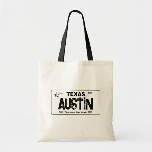 Austin Texas witte kenteken plaattas Tote Bag (Voorkant)