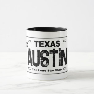 Austin Texas witte licentie bord mok