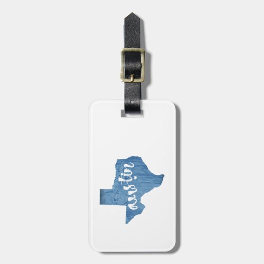 Austin, Texas Wood Grain Bagagelabel (Voorkant verticaal)