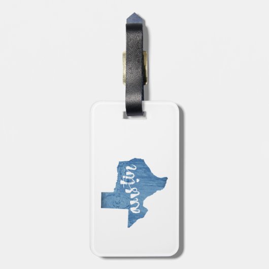 Austin, Texas Wood Grain Bagagelabel (Achterkant verticaal)