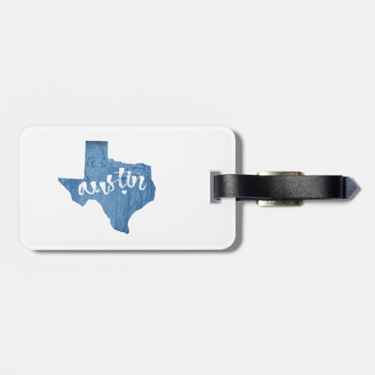 Austin, Texas Wood Grain Bagagelabel (Achterkant horizontaal)