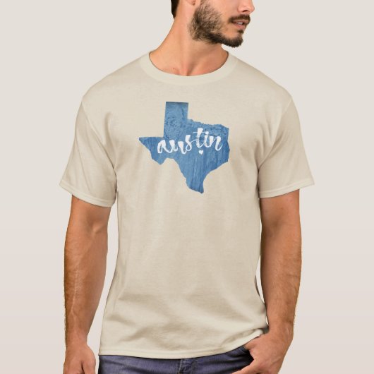 Austin, Texas Wood Grain T-shirt (Voorkant)