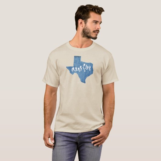 Austin, Texas Wood Grain T-shirt (Voorkant volledig)
