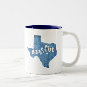 Austin, Texas Wood Grain Tweekleurige Koffiemok