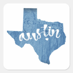 Austin, Texas Wood Grain Vierkante Sticker