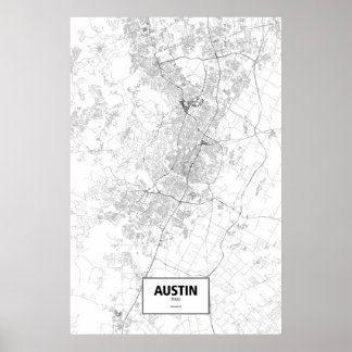 Austin, Texas (zwart op wit) Poster