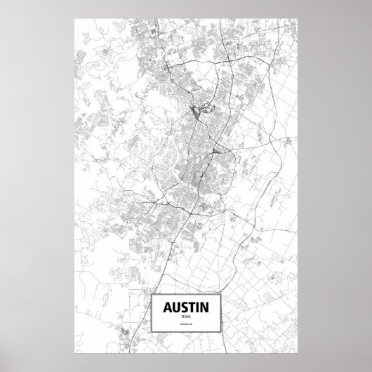 Austin, Texas (zwart op wit) Poster (Voorkant)