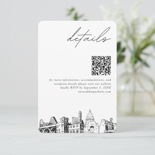 Austin Trouwdetails QR Code Klein Informatiekaartje (Staand voorkant)