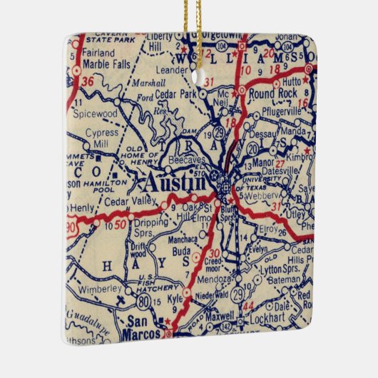 Austin TX 1941 Map Keramisch Ornament (Rechts)