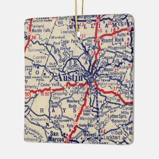 Austin TX 1941 Map Keramisch Ornament (Links)